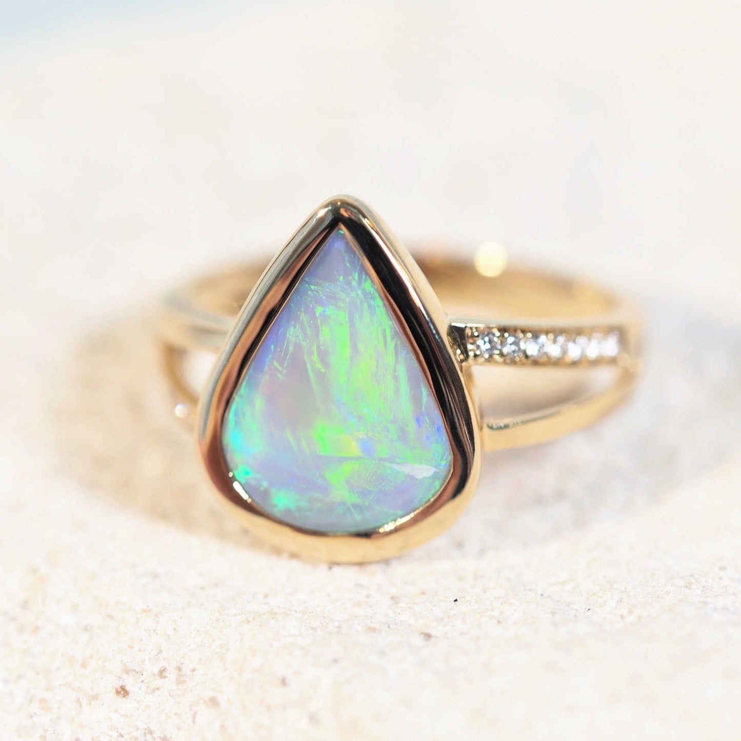'Aeliana' Semi-Black Opal Ring 14ct Gold