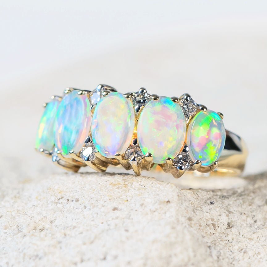 'Aitana' Crystal Opal Ring 14ct Gold