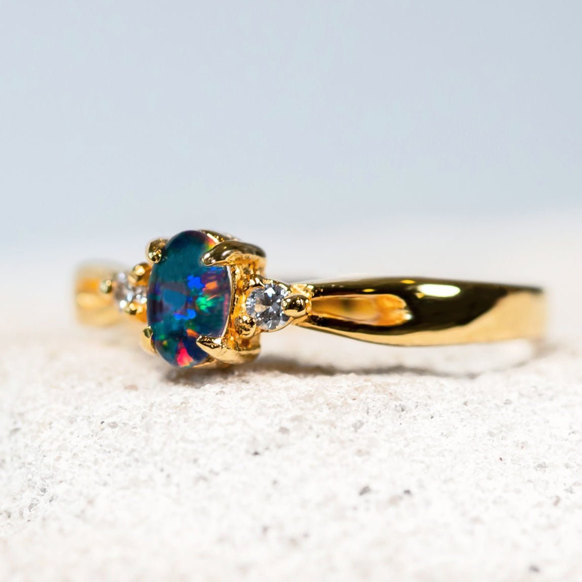 'Alana' Triplet Opal Ring Gold Plated Silver