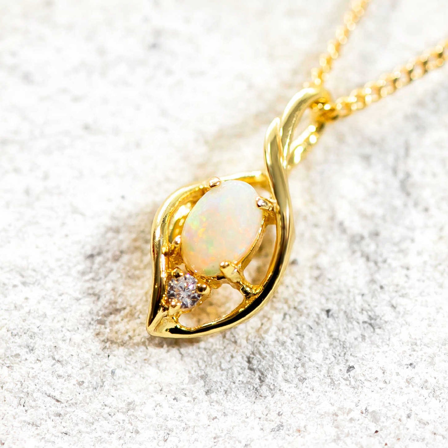 'Alani' White Opal Pendant Gold Plated Silver