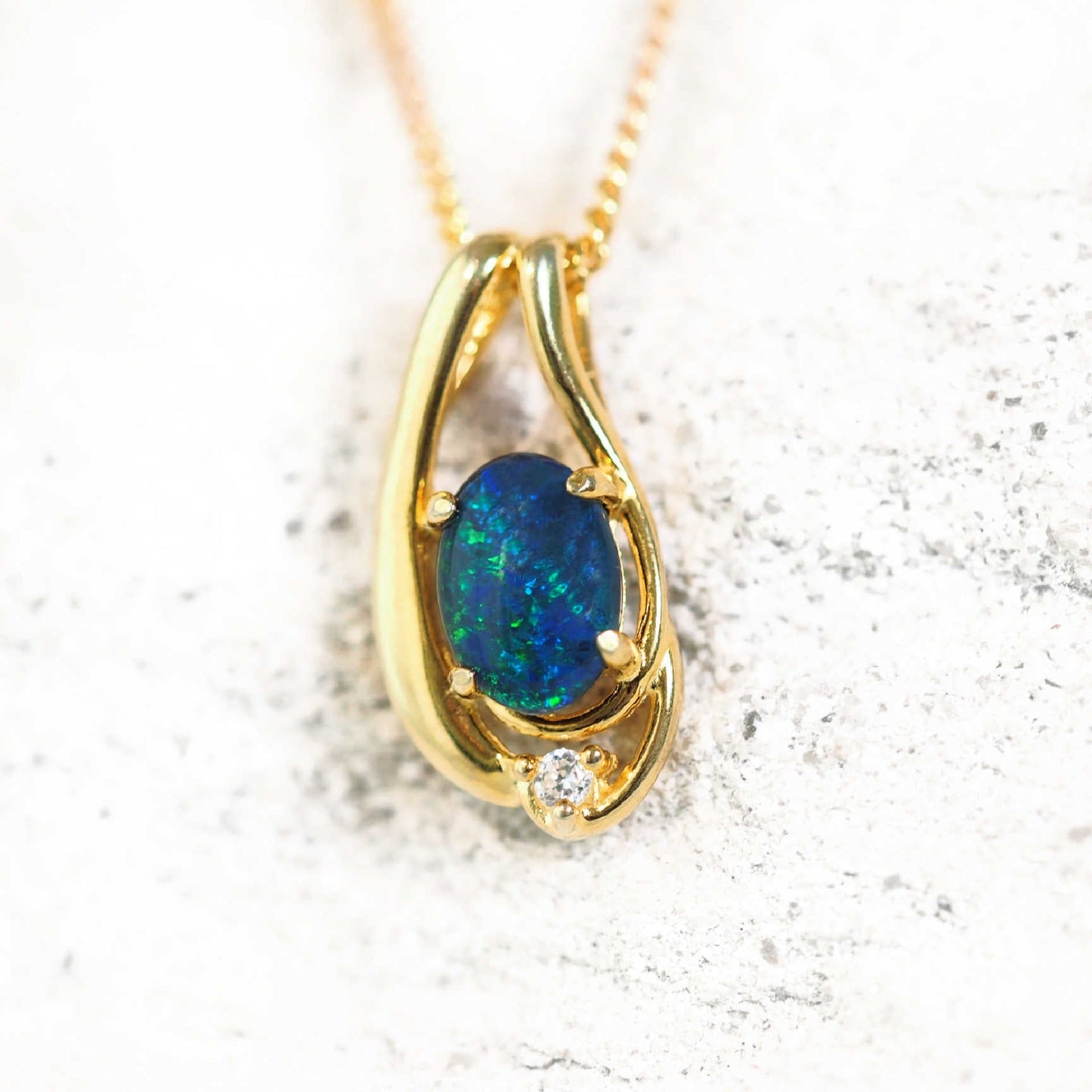 'Aliana Blue' Triplet Opal Pendant Gold Plated Silver