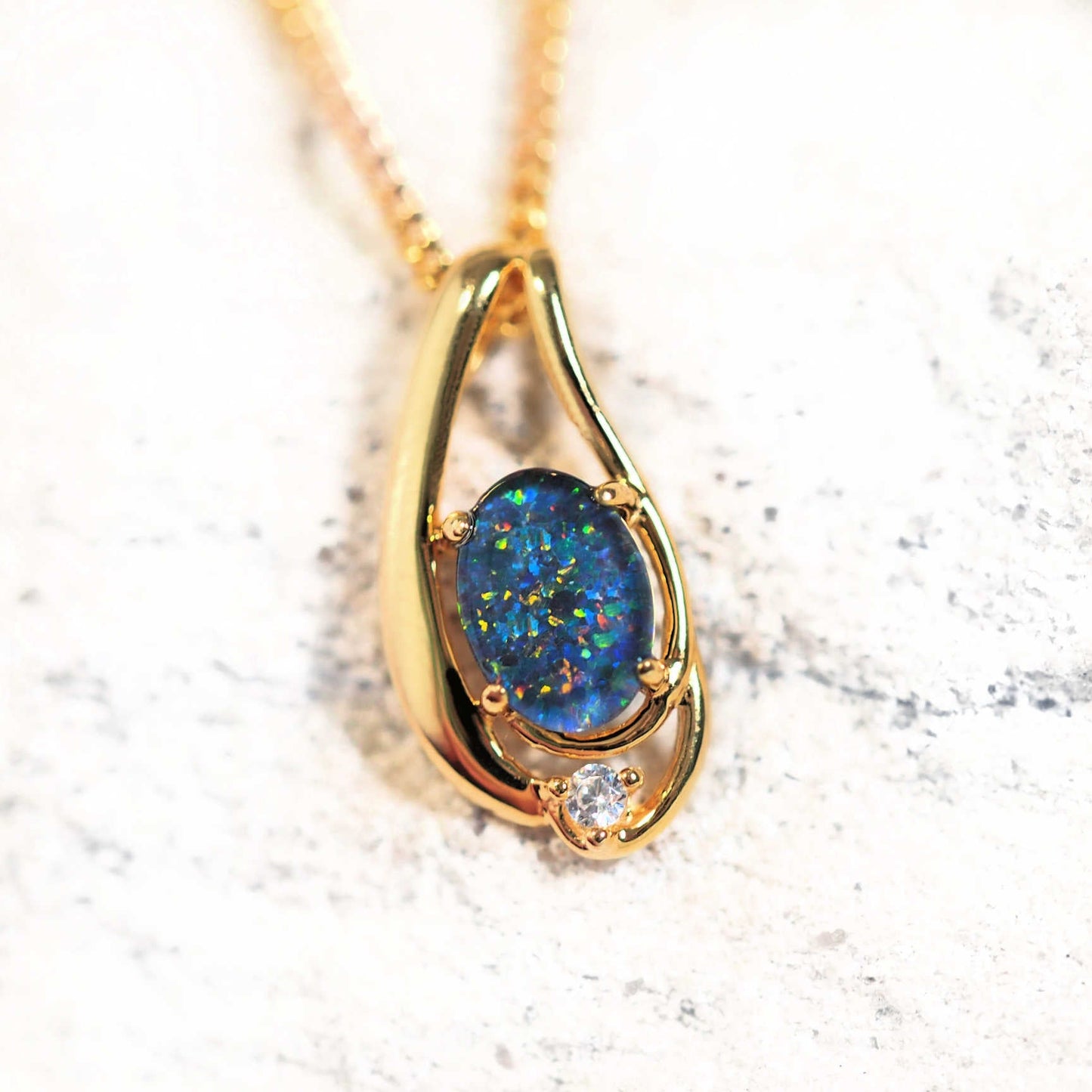 'Aliana' Triplet Opal Pendant Gold Plated Silver