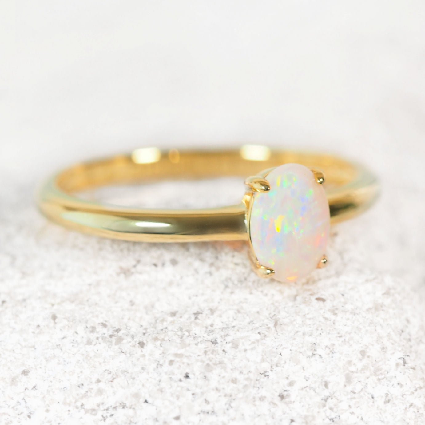 'Alina Petite' Solid Opal Ring Gold Plated Silver