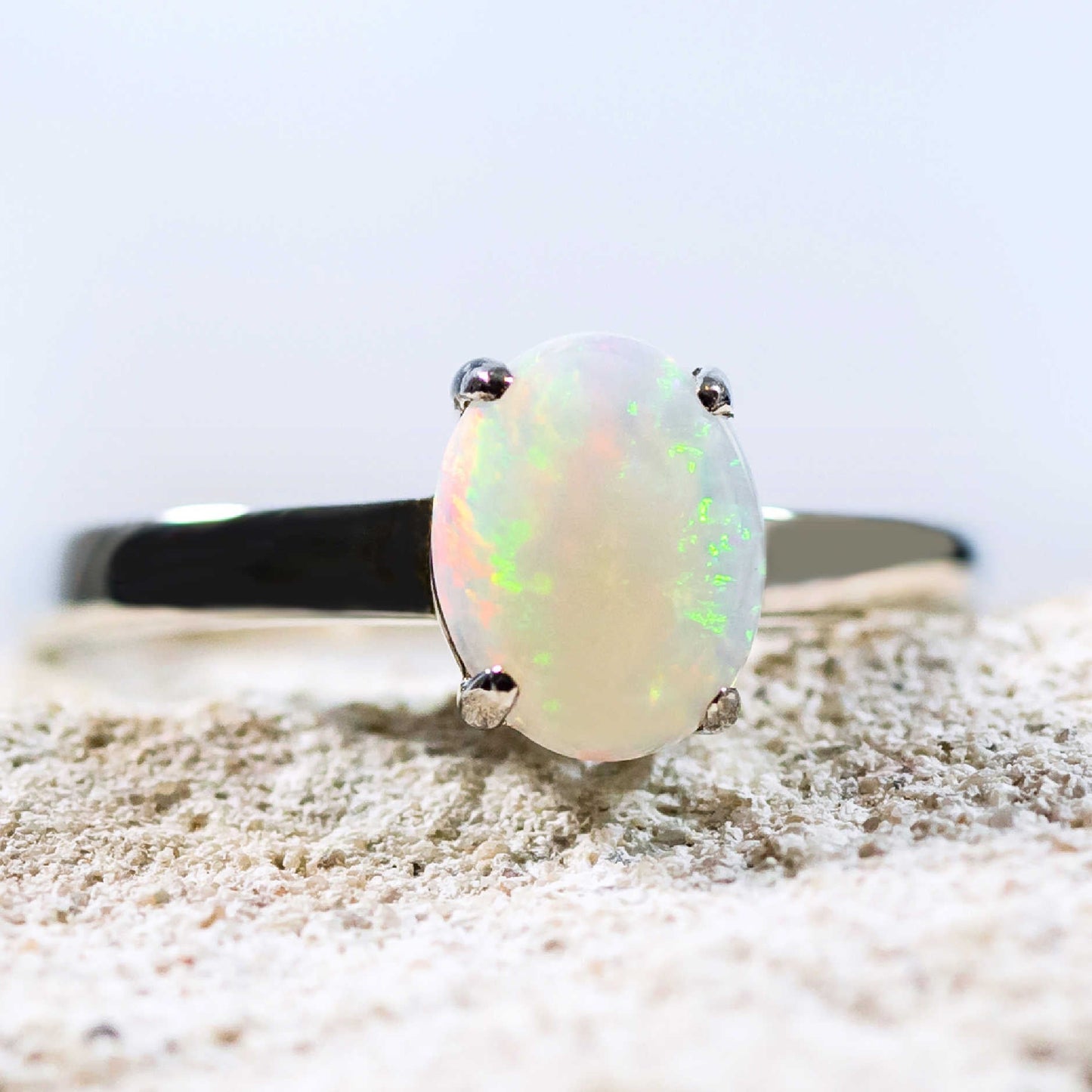 'Alina' Solid Opal Ring Silver
