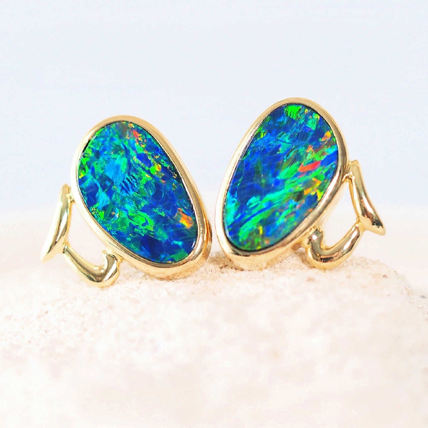 'Alita' Doublet Opal Earrings 18ct Gold
