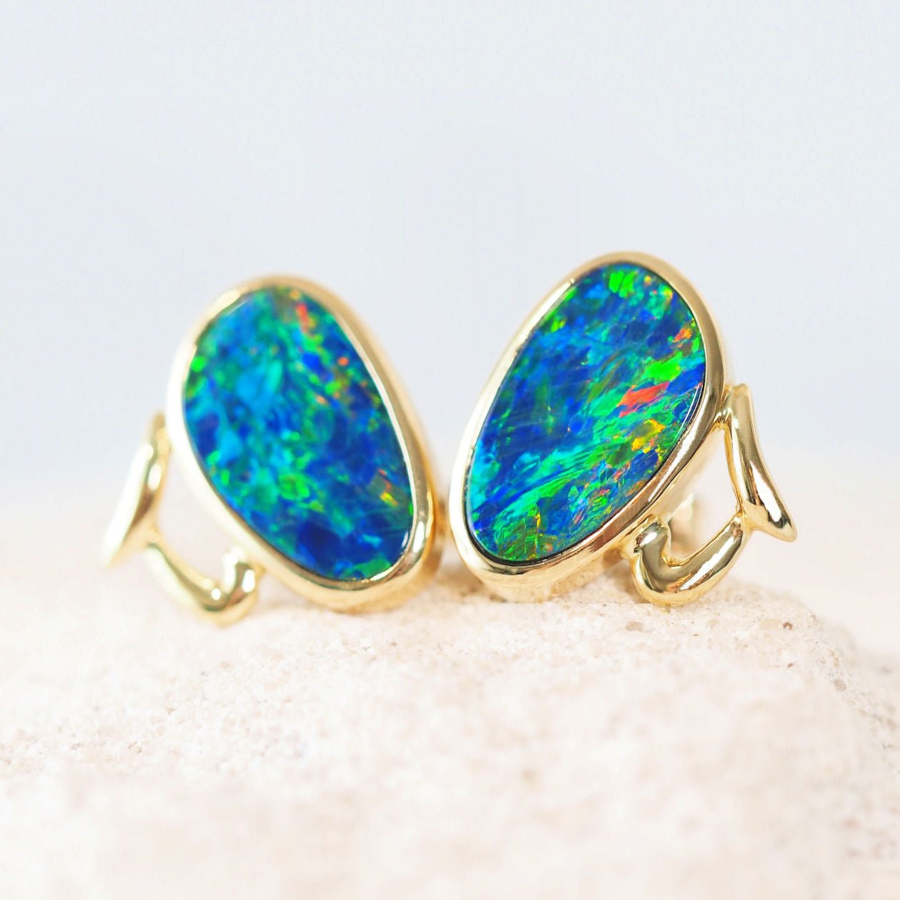 'Alita' Doublet Opal Earrings 18ct Gold