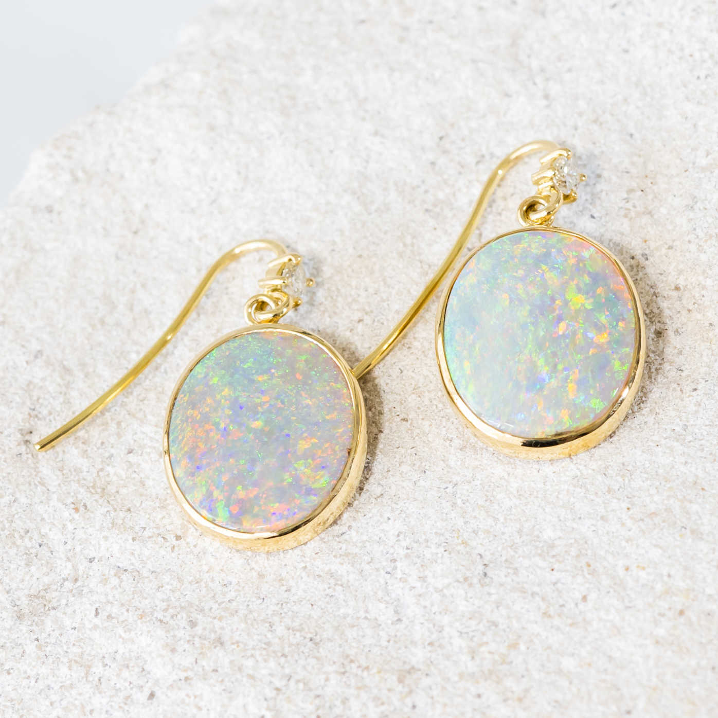 'Amelia' Crystal Opal Earrings 18ct Gold