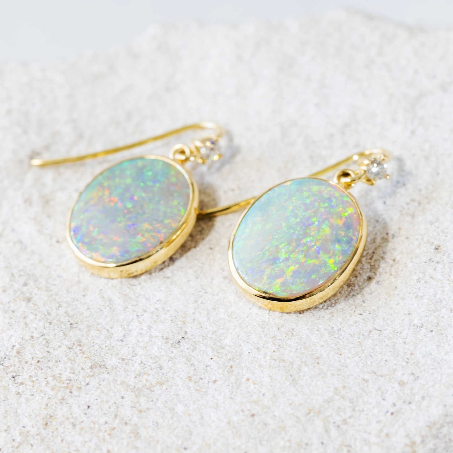 'Amelia' Crystal Opal Earrings 18ct Gold