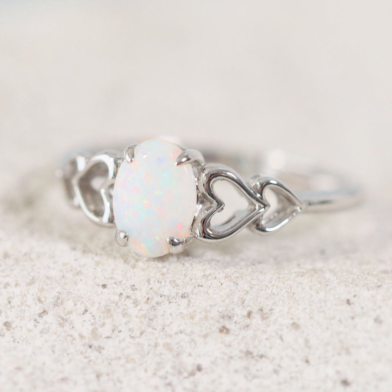 'Amore' Solid Opal Ring Silver
