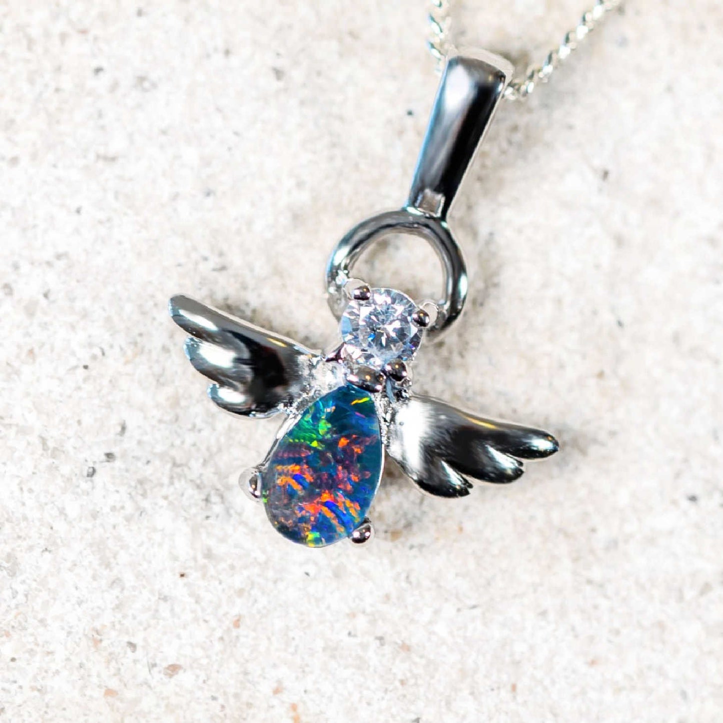 'Angel' Triplet Opal Pendant Silver