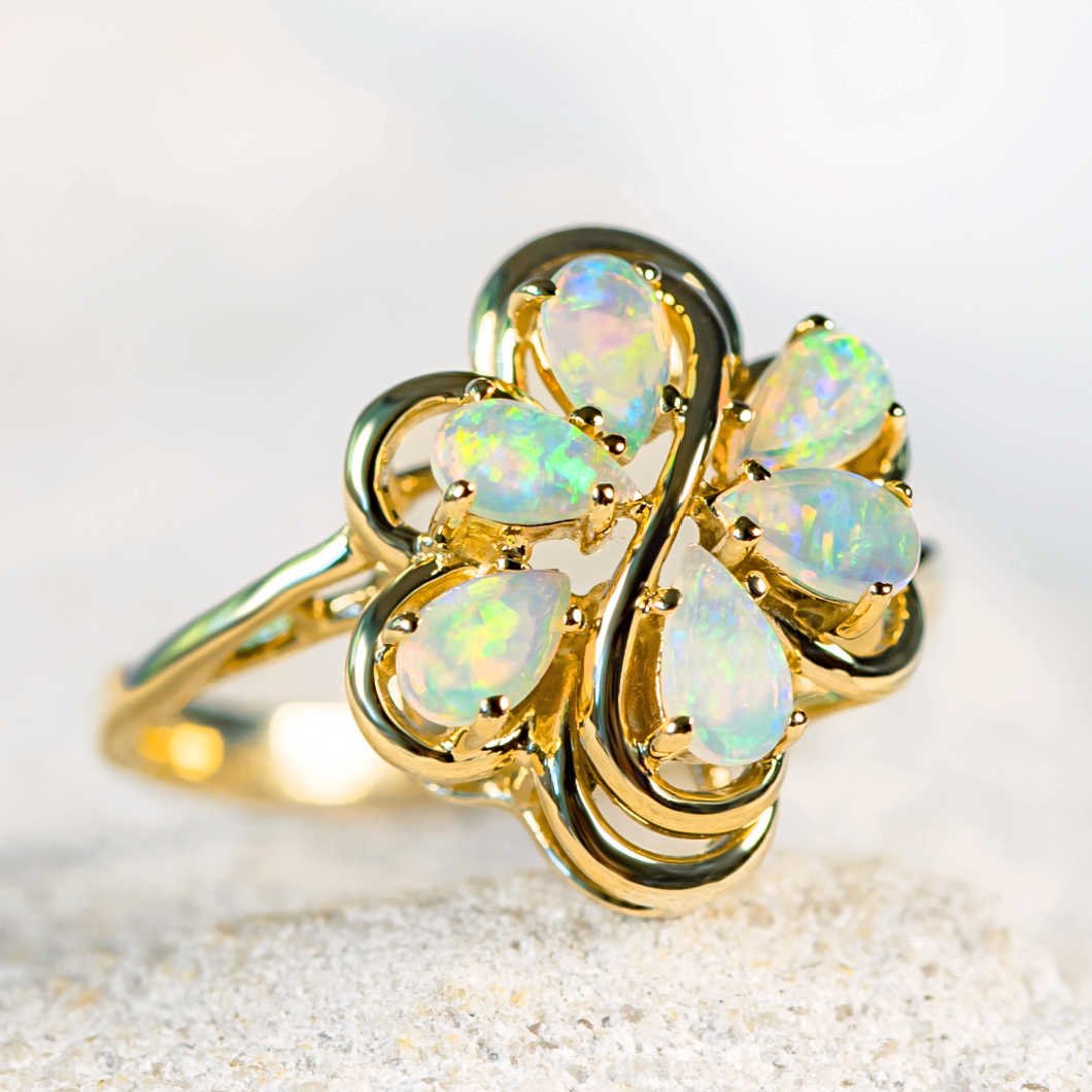 'Angelica' Crystal Opal Ring 14ct Gold