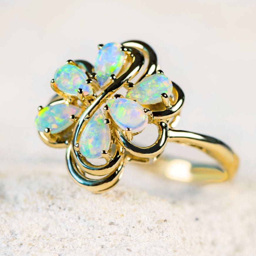 'Angelica' Crystal Opal Ring 14ct Gold