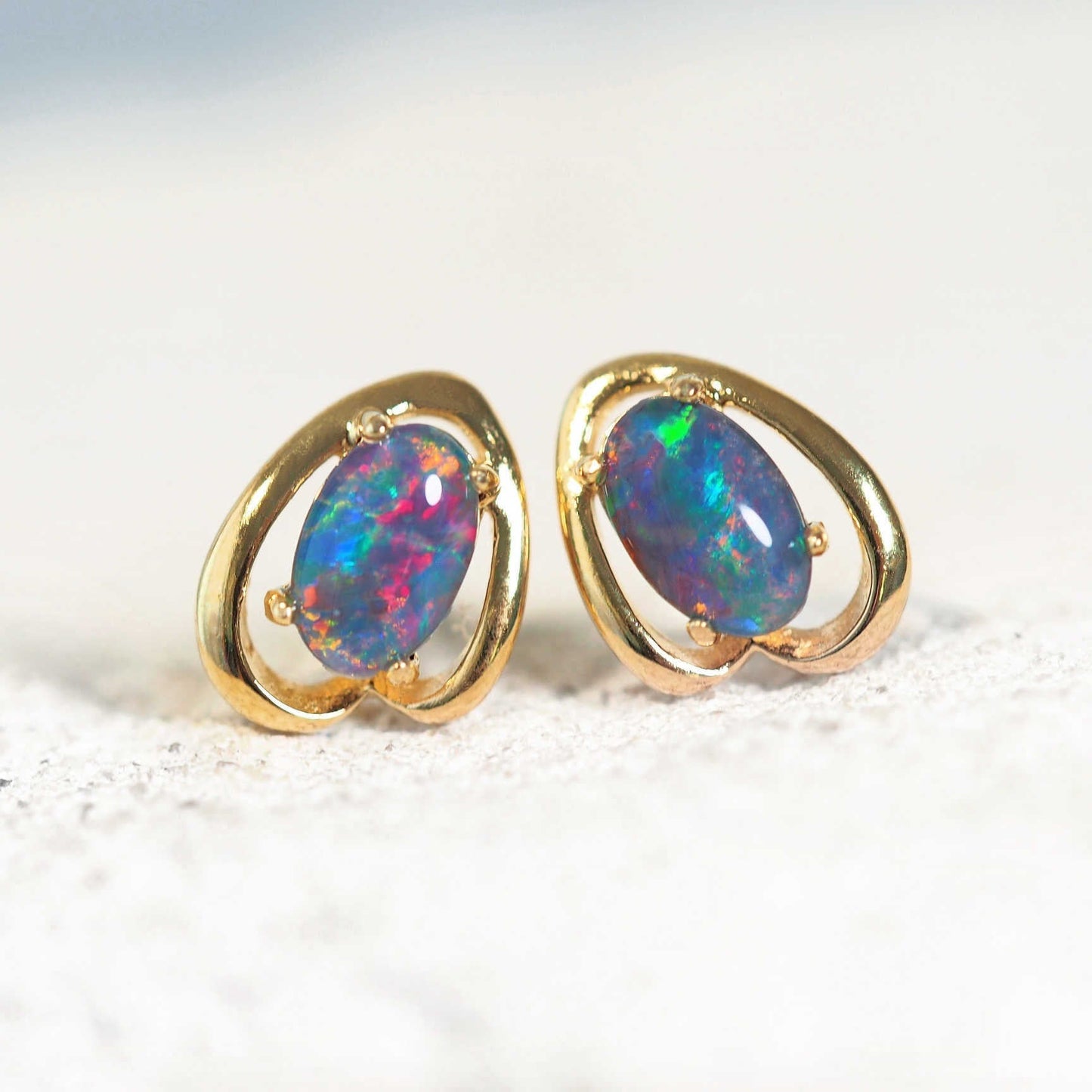 'Anita' Triplet Opal Earrings Gold Plated Silver