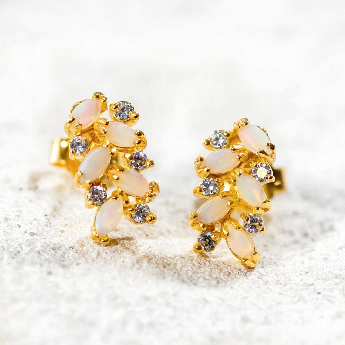 'Annalise' Crystal Opal Earrings Gold Plated Silver