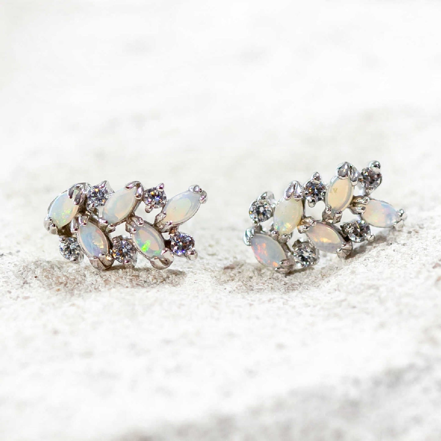 'Annalise' Crystal Opal Earrings Silver
