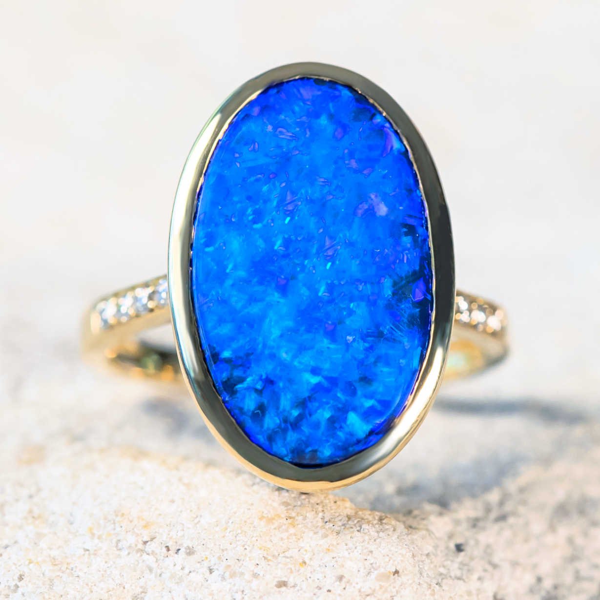 'Arabella' Black Opal Ring 18ct Gold