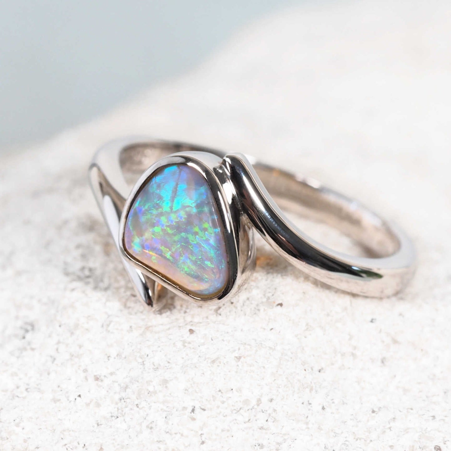 'Arden' Crystal Opal Ring Silver