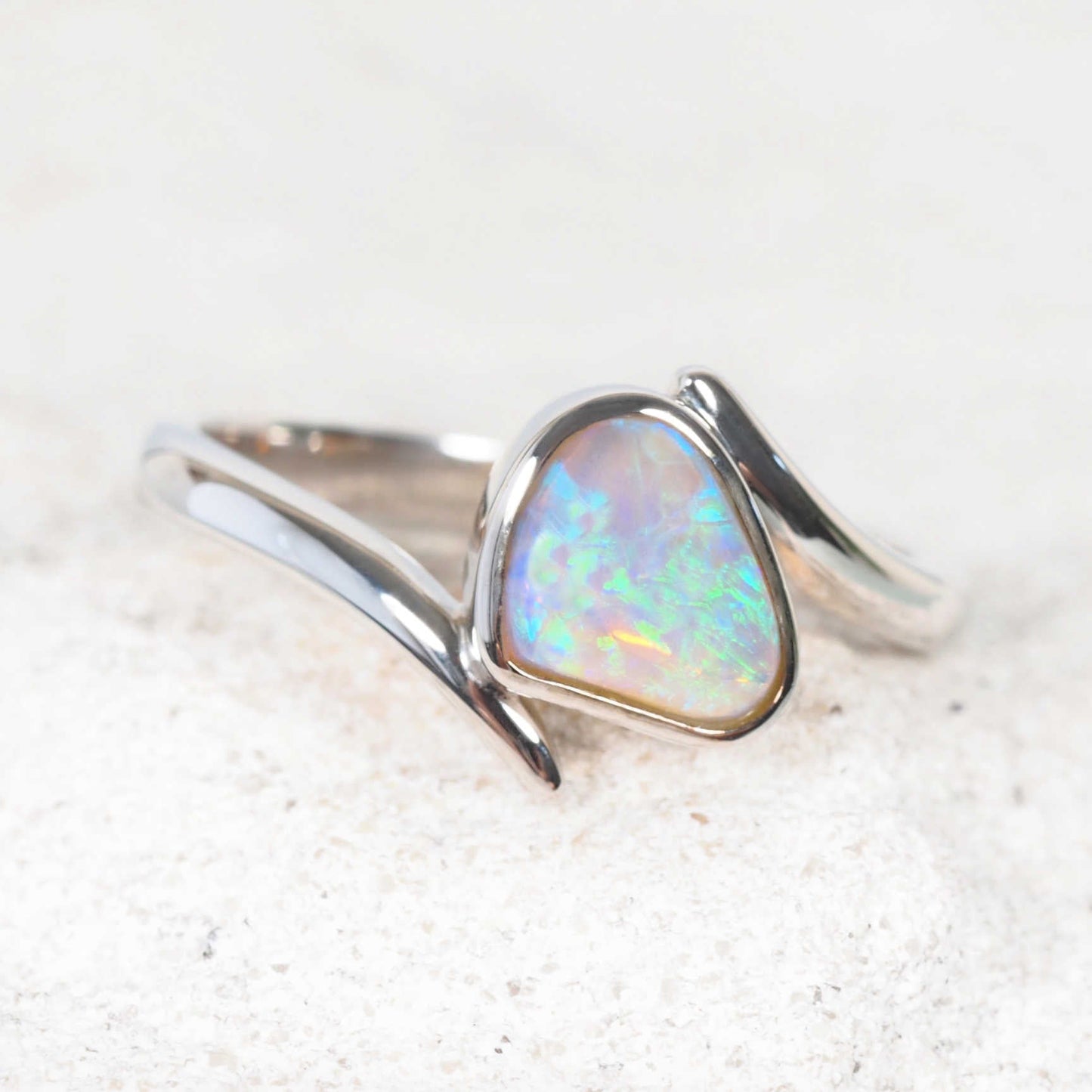 'Arden' Crystal Opal Ring Silver