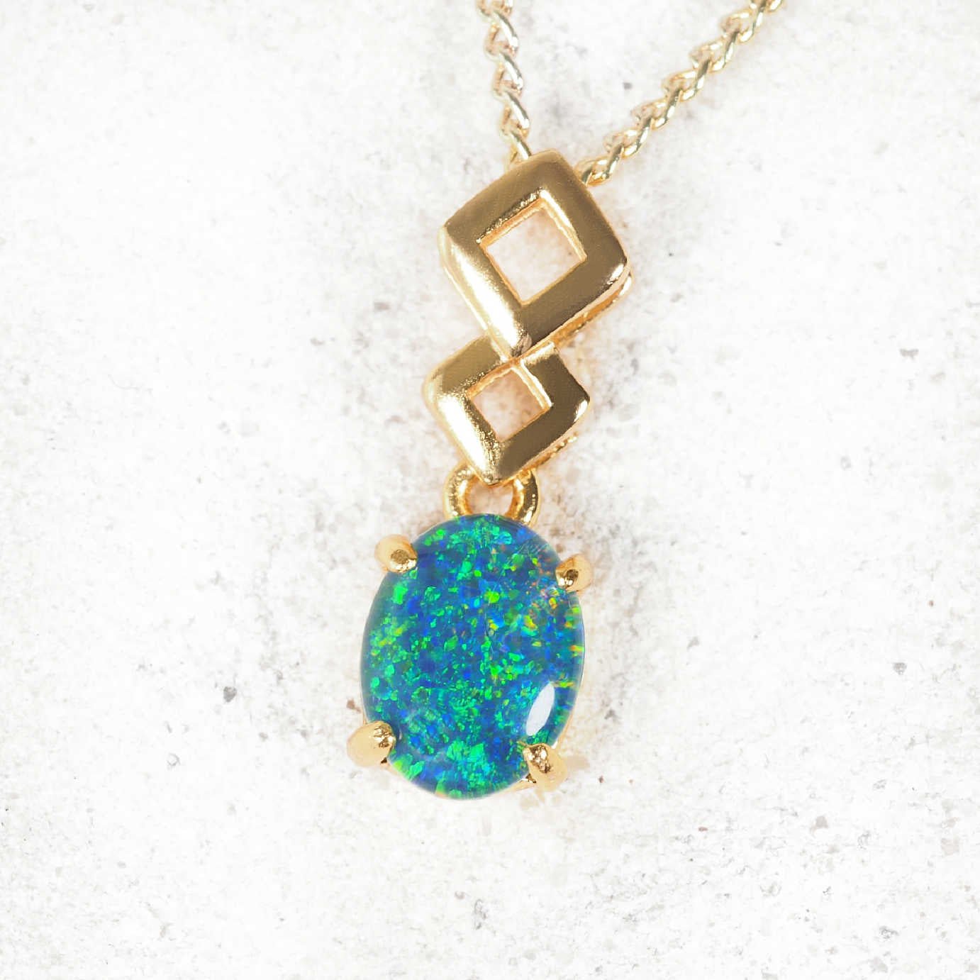 'Aria Blue' Triplet Opal Pendant Gold Plated Silver