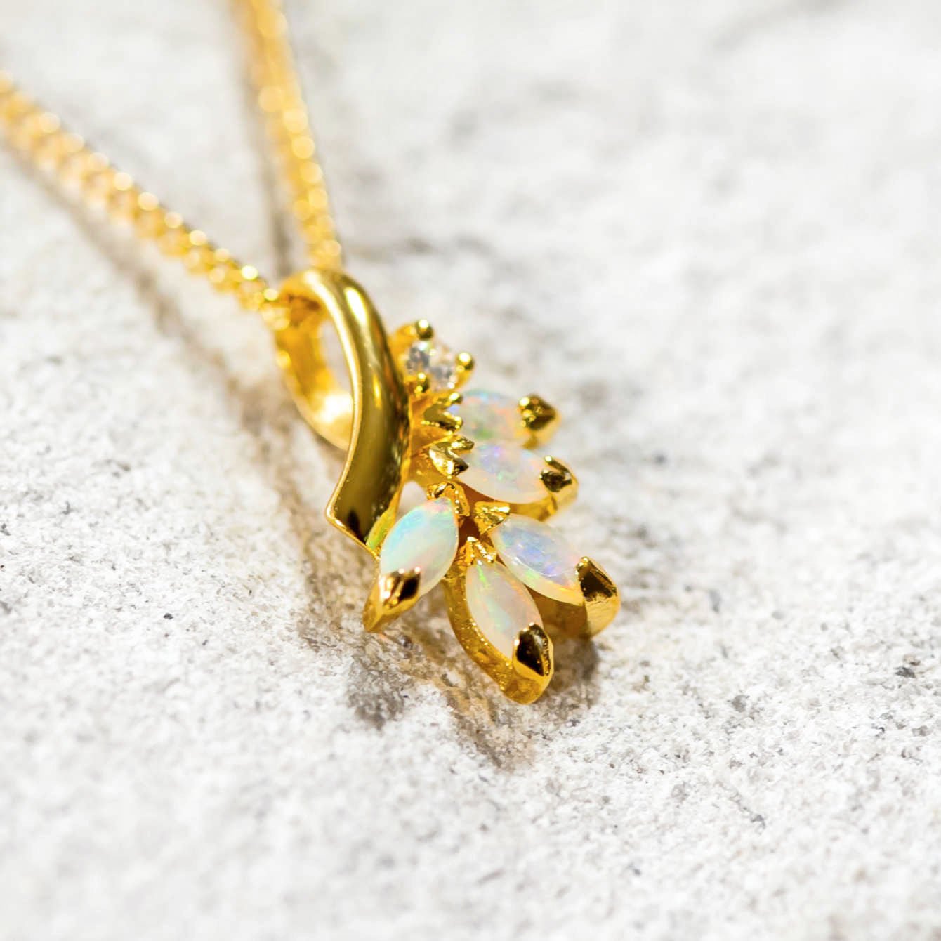 'Ariana' Crystal Opal Pendant Gold Plated Silver