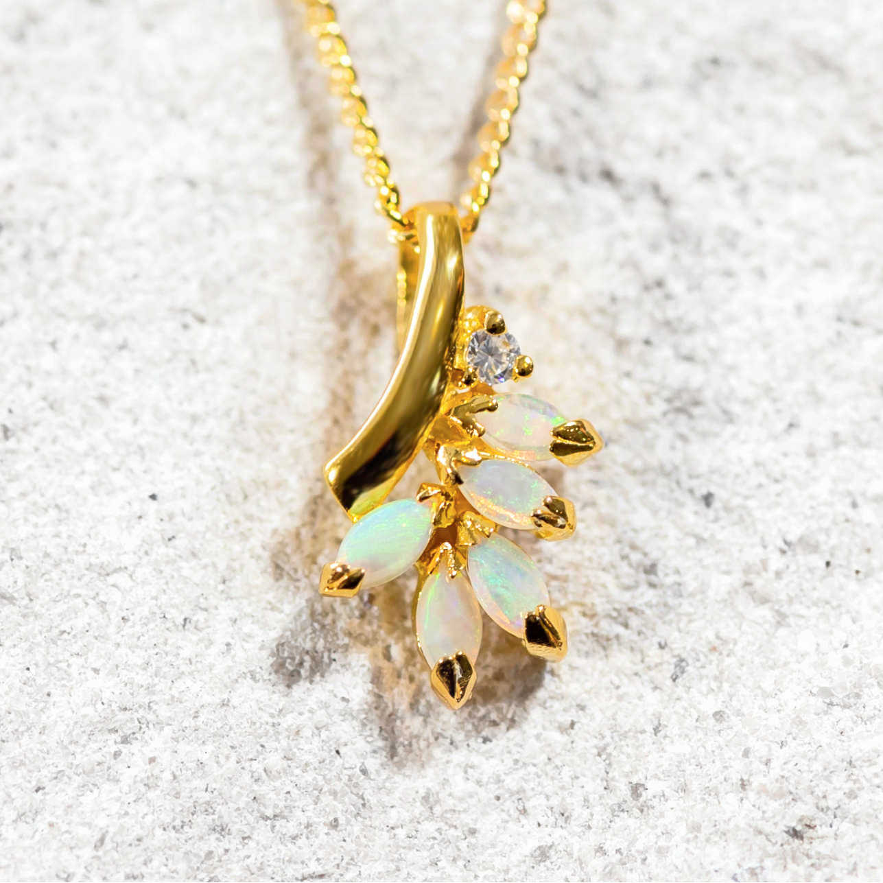 'Ariana' Crystal Opal Pendant Gold Plated Silver