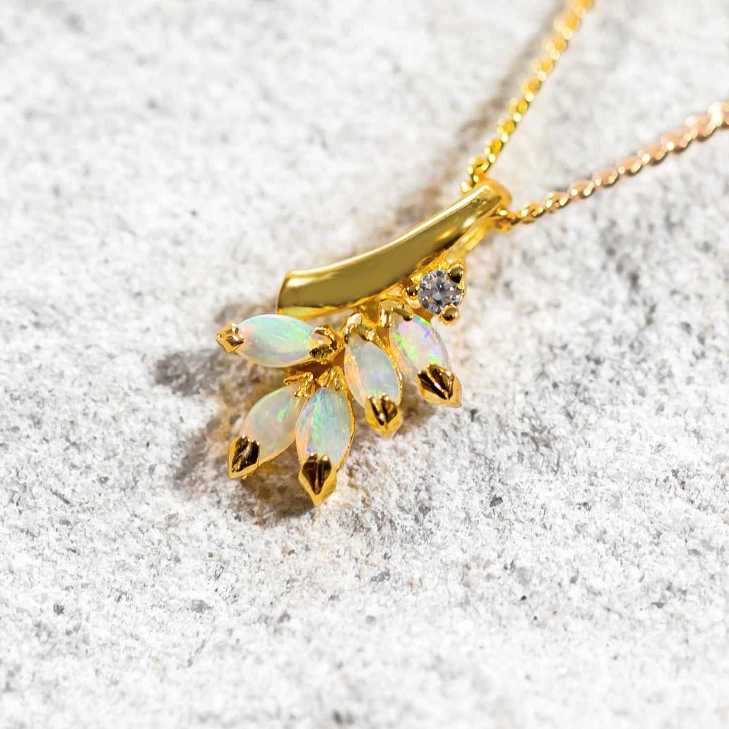 'Ariana' Crystal Opal Pendant Gold Plated Silver