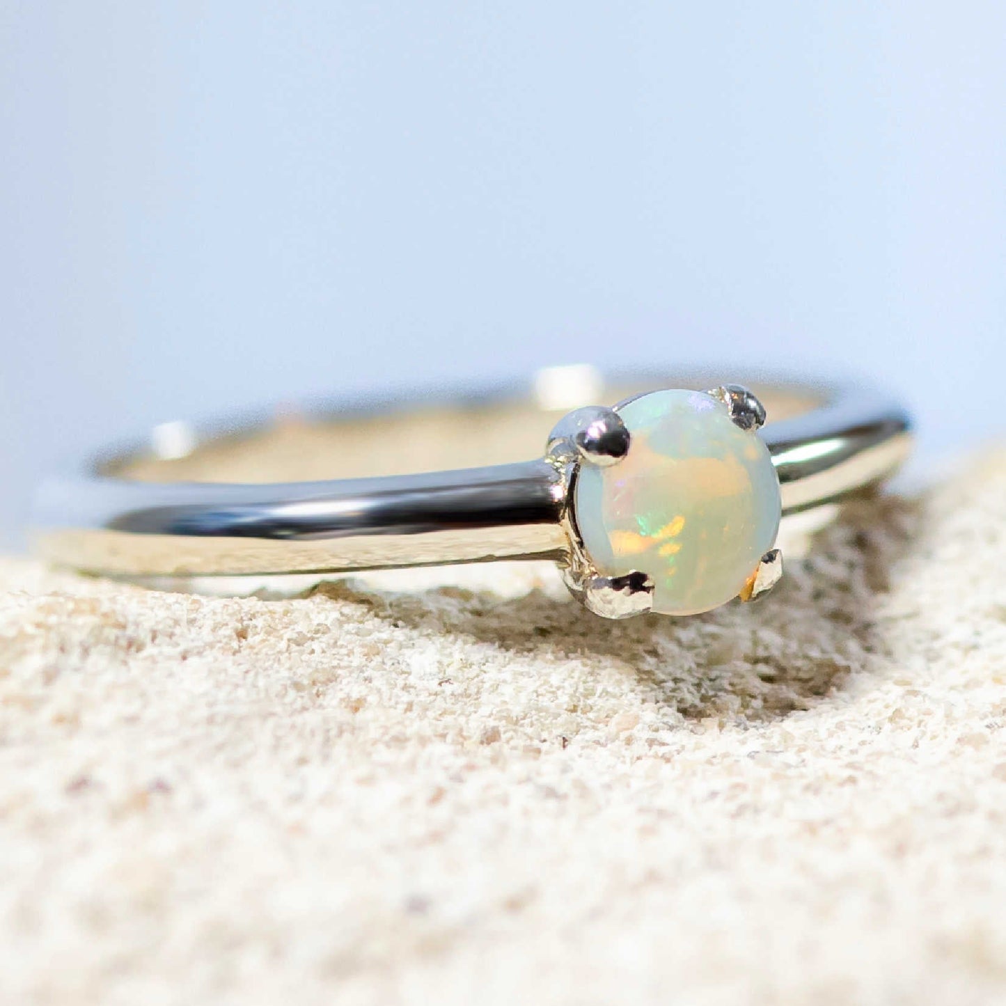 'Ariyah' White Opal Ring Silver
