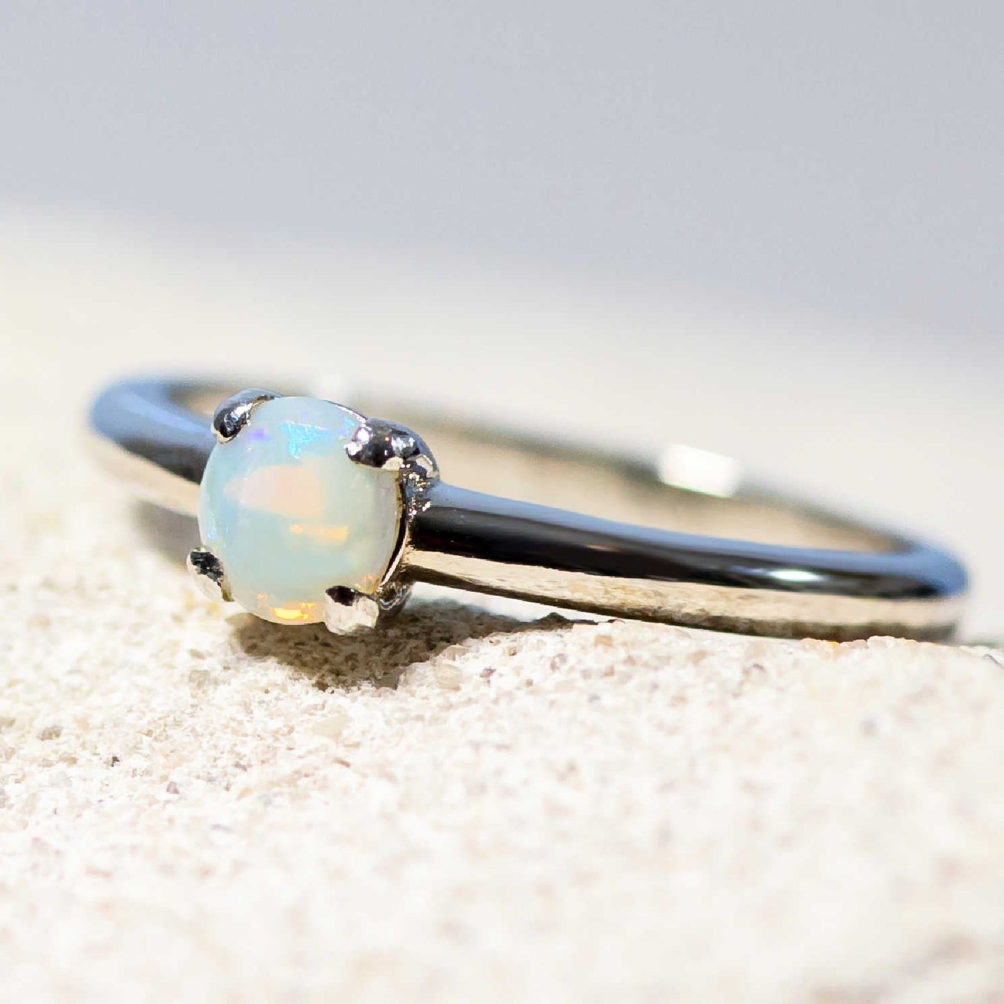 'Ariyah Blue' Crystal Opal Ring Silver