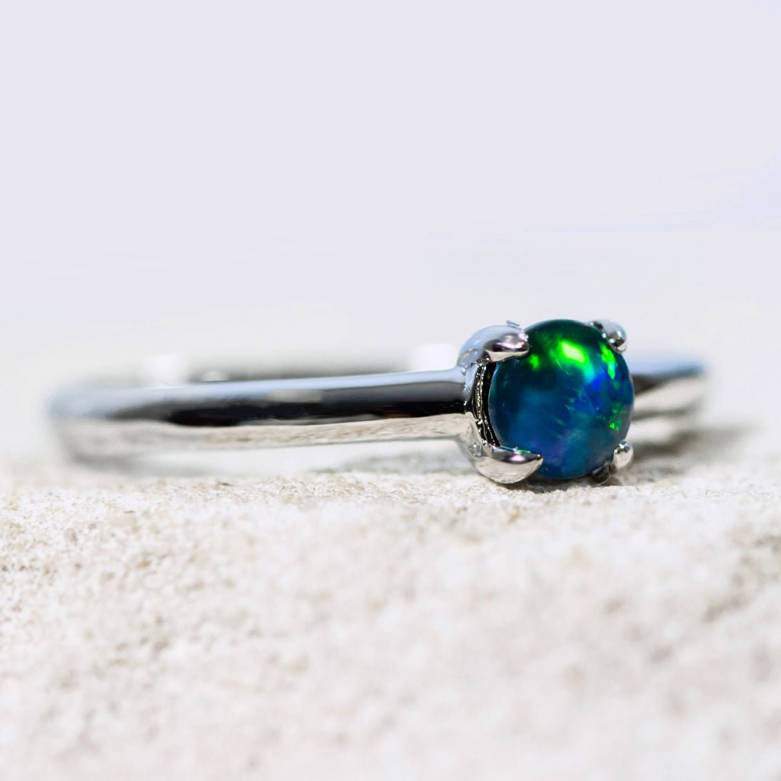 'Ariyah Blue' Triplet Opal Ring Silver
