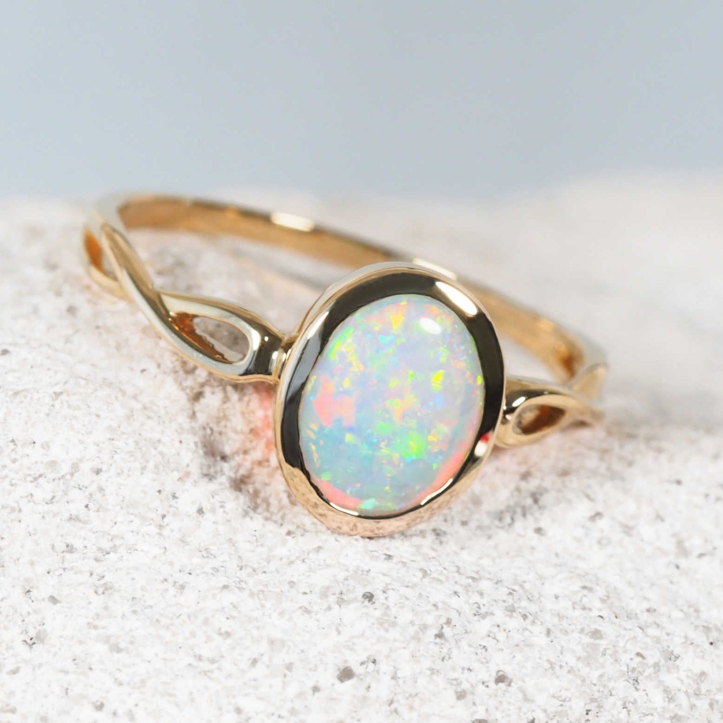 'Aurielle' Crystal Opal Ring 14ct Gold