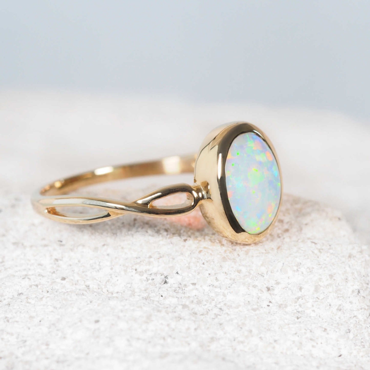 'Aurielle' Crystal Opal Ring 14ct Gold