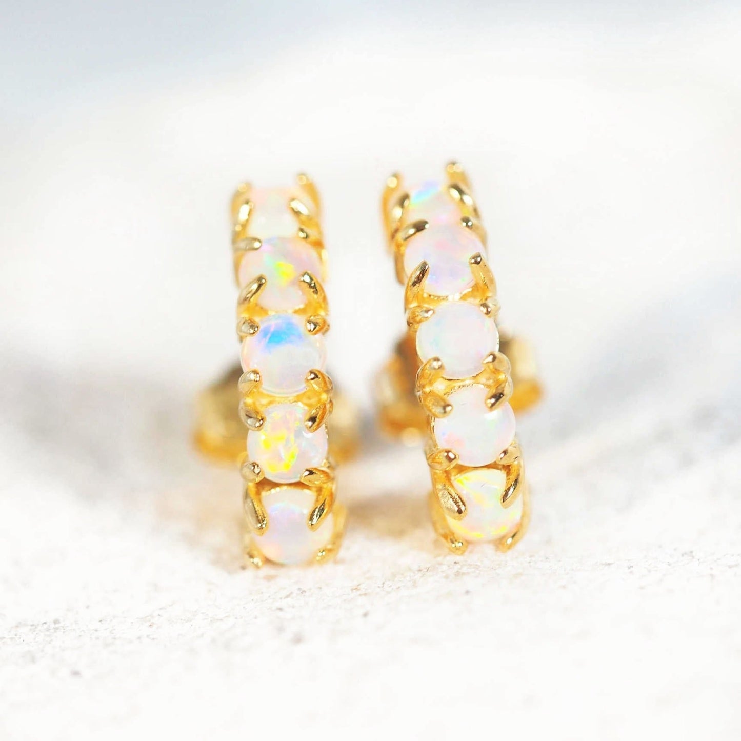 'Averie' Crystal Opal Earrings Gold Plated Silver