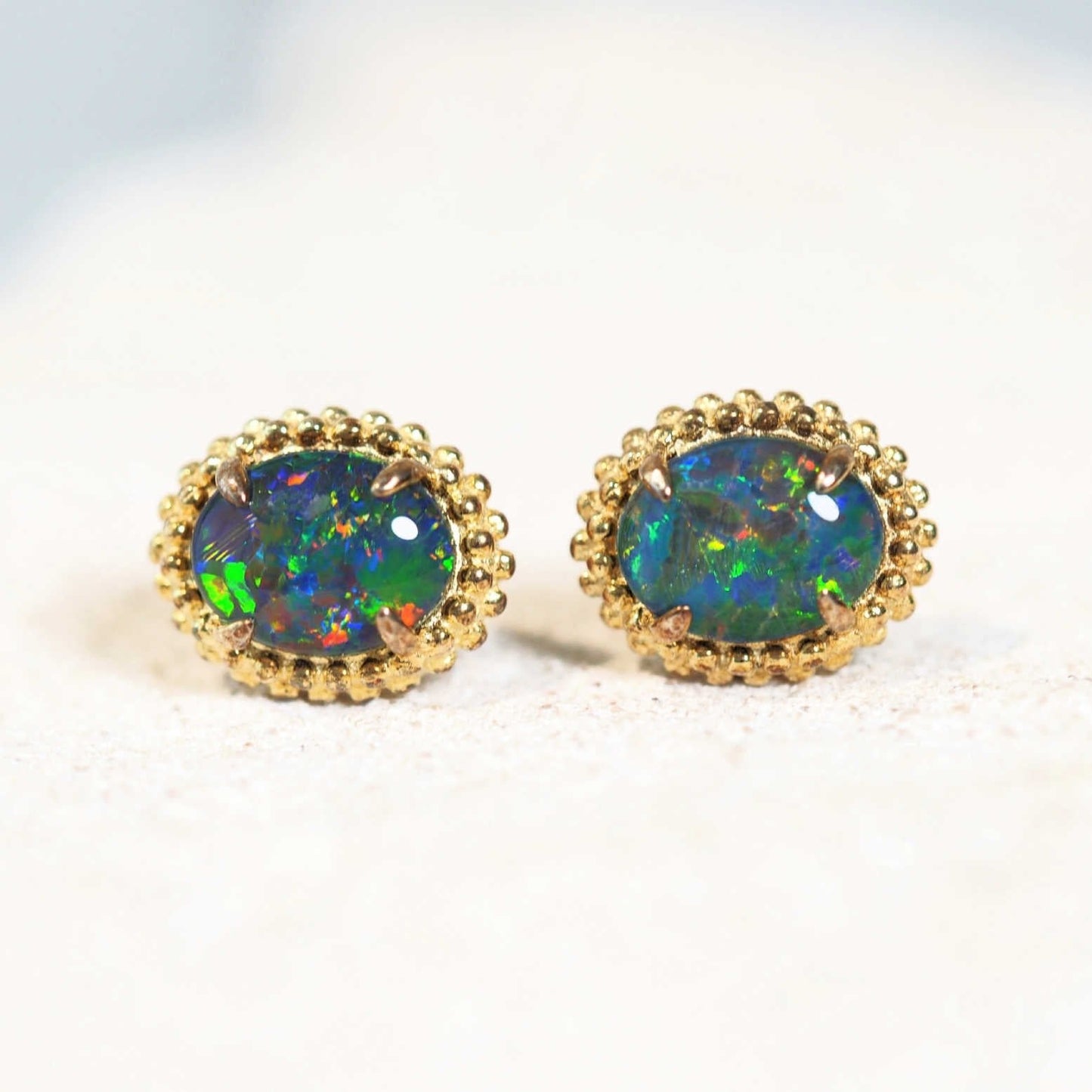 'Blossom' Triplet Opal Earrings Gold Plated Silver