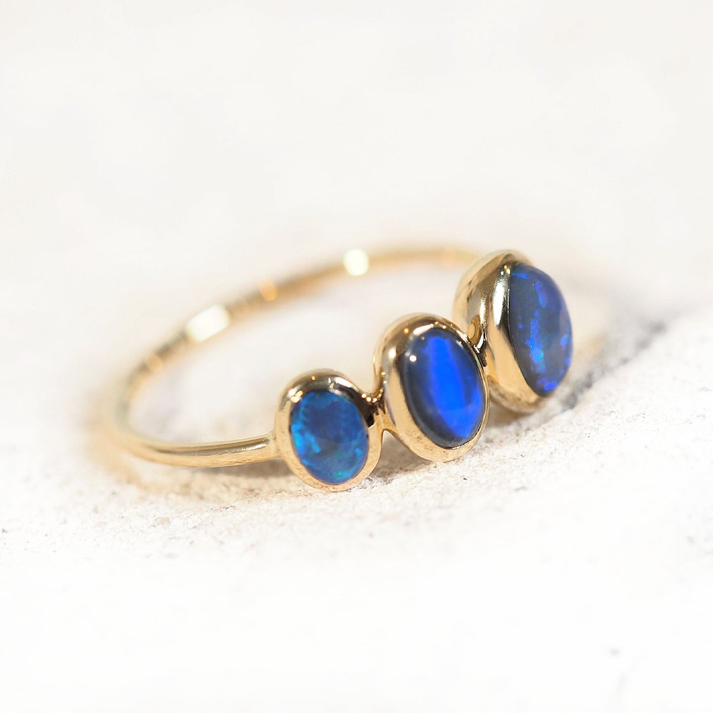 'Brianne' Black Opal Ring 14ct Gold