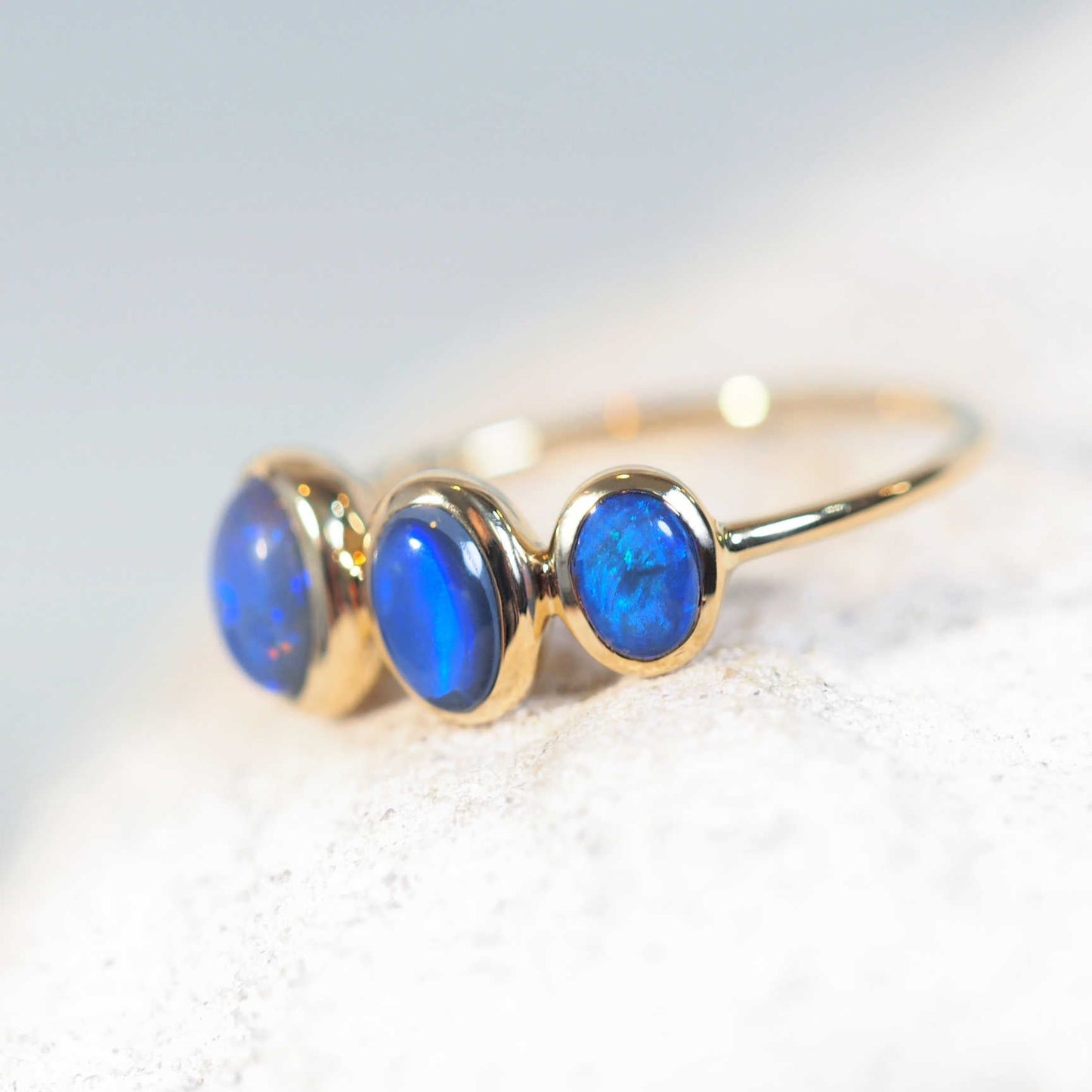 'Brianne' Black Opal Ring 14ct Gold