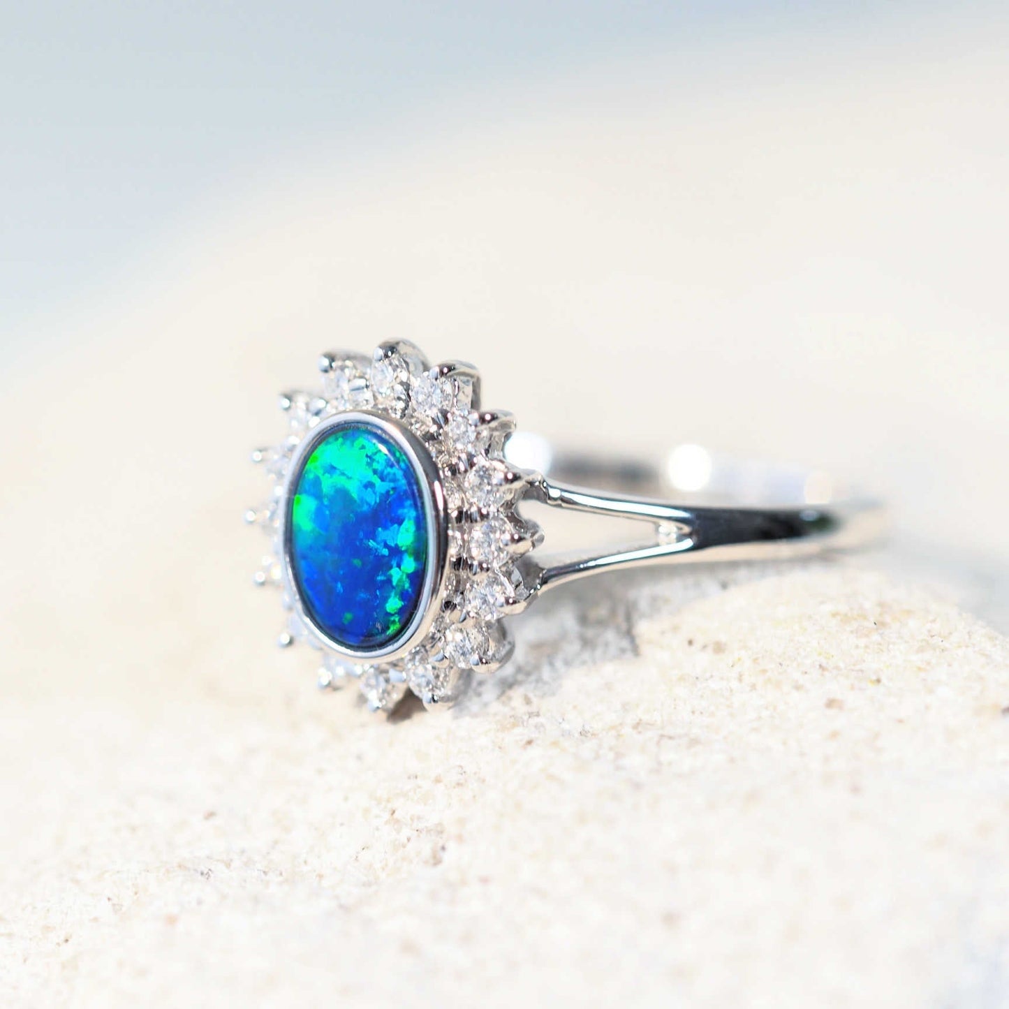 'Brioni' Doublet Opal Ring 18ct White Gold
