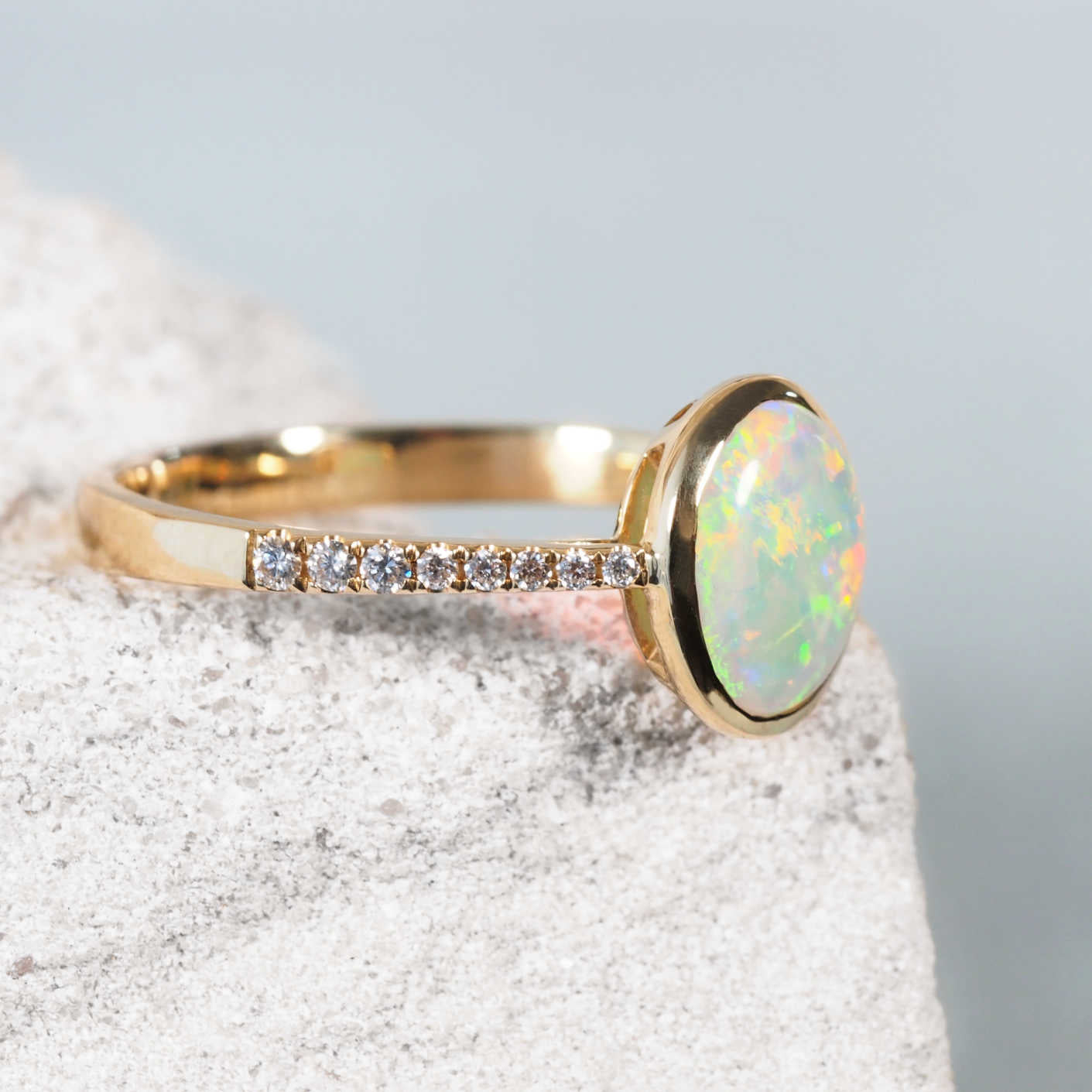 'Camile' Crystal Opal Ring 14ct Gold