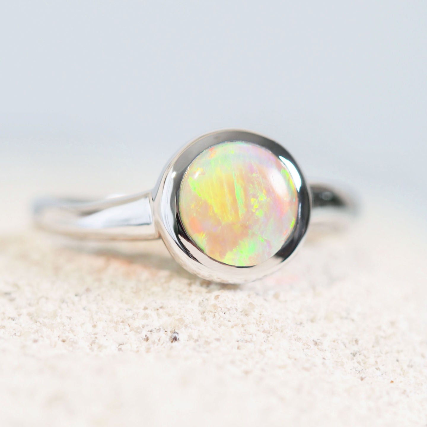 'Caryle' Crystal Opal Ring 14ct White Gold