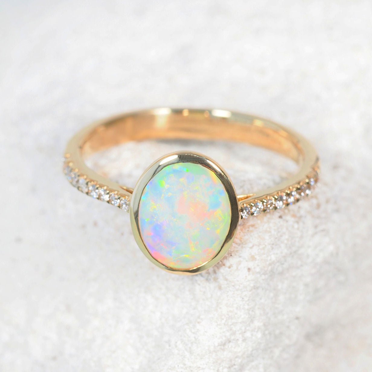 'Celeste' Crystal Opal Ring 14ct Gold