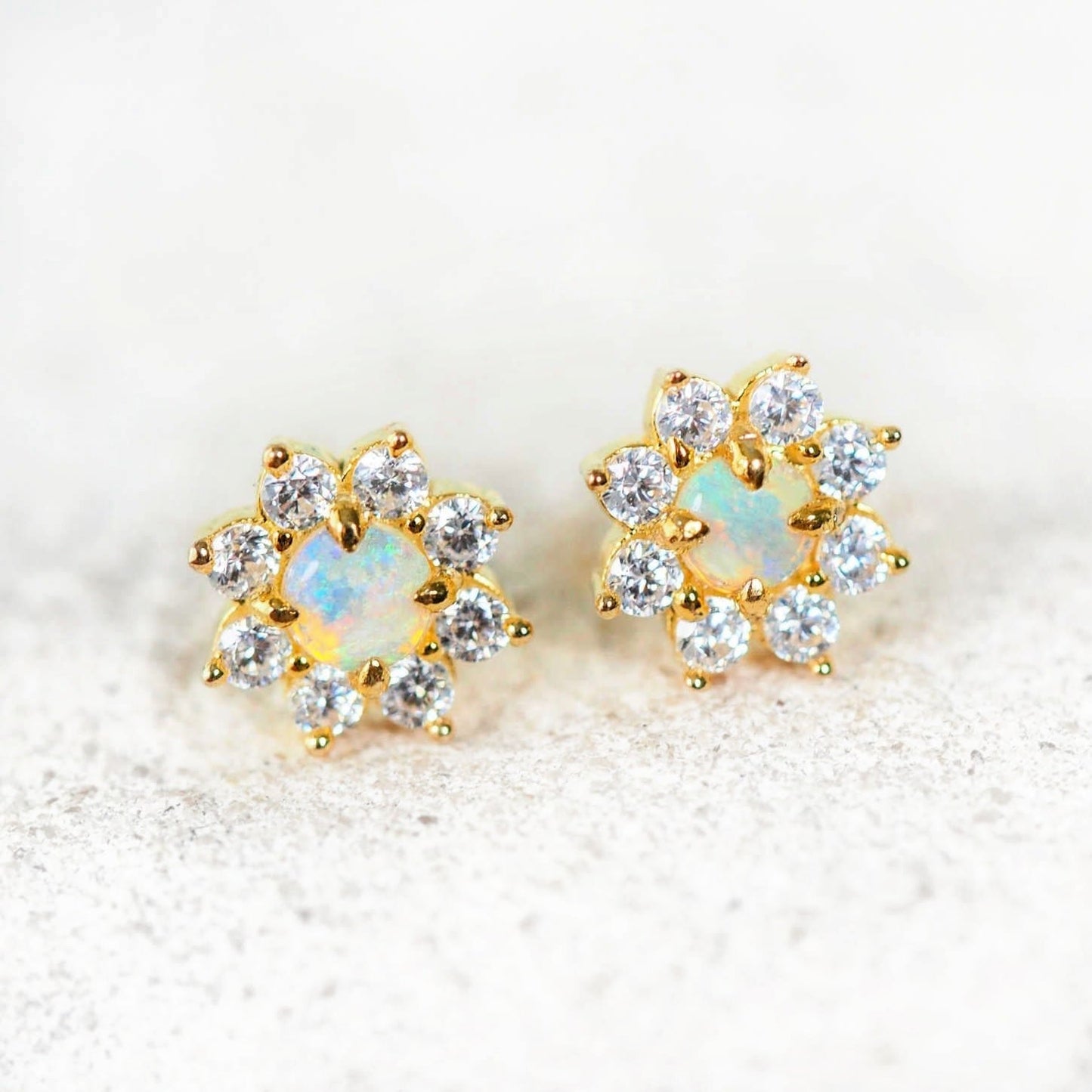 'Celestia' Crystal Opal Earrings Gold Plated Silver