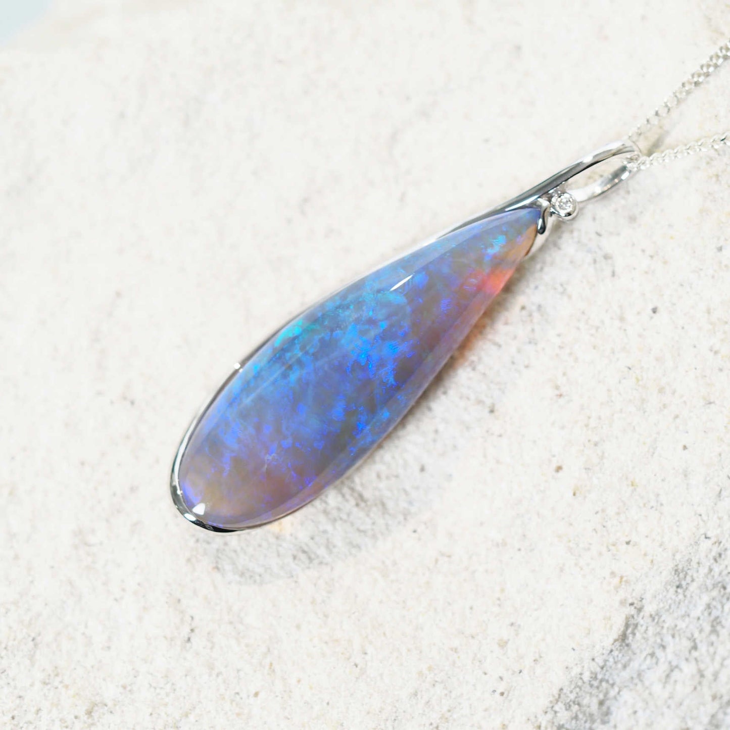 'Celestial Blue' Crystal Opal Pendant 18ct White Gold