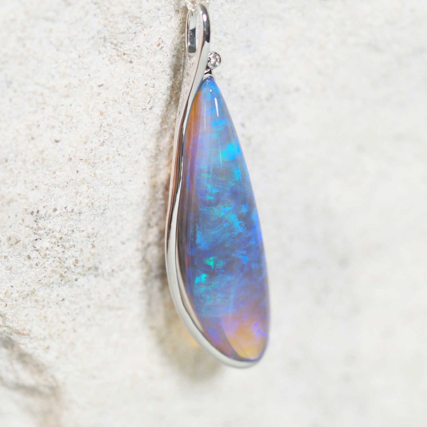 'Celestial Blue' Crystal Opal Pendant 18ct White Gold