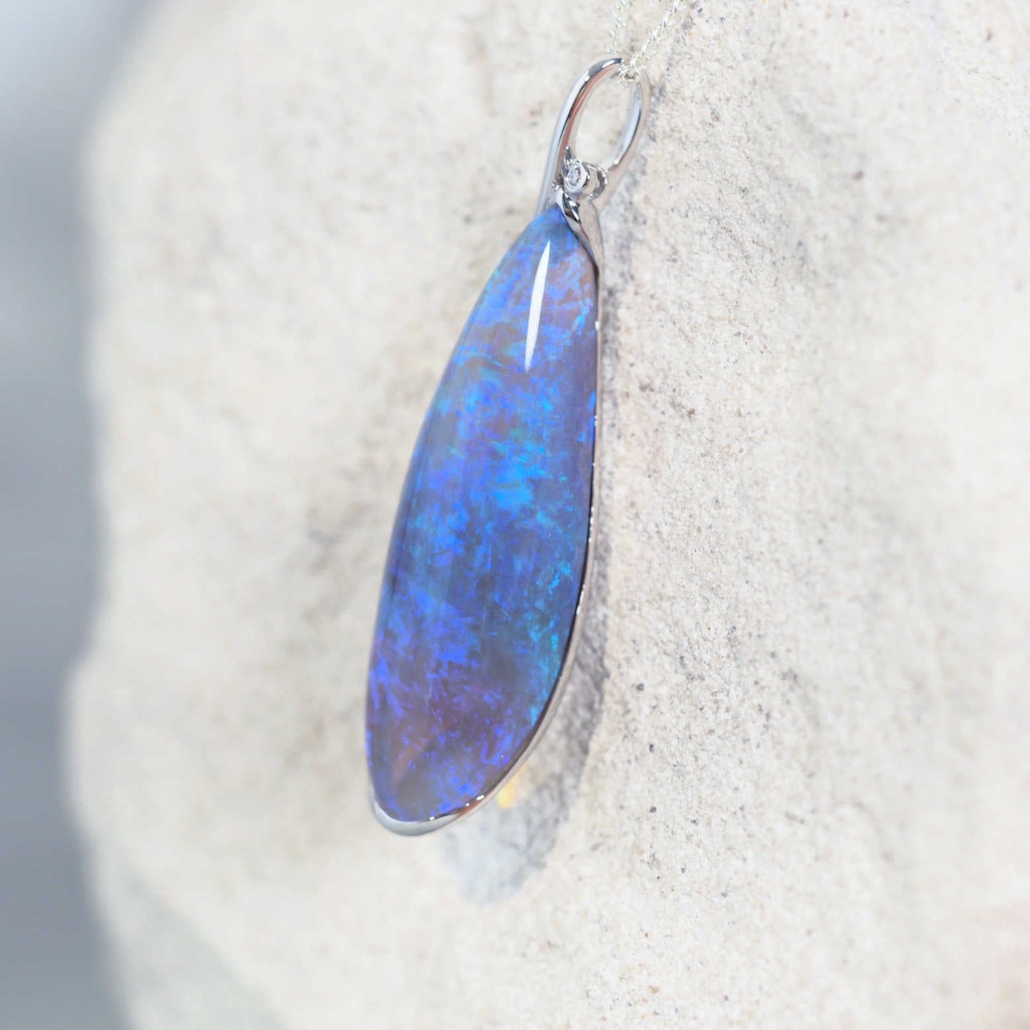 'Celestial Blue' Crystal Opal Pendant 18ct White Gold