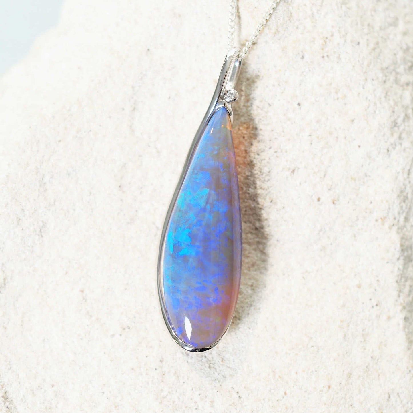 'Celestial Blue' Crystal Opal Pendant 18ct White Gold