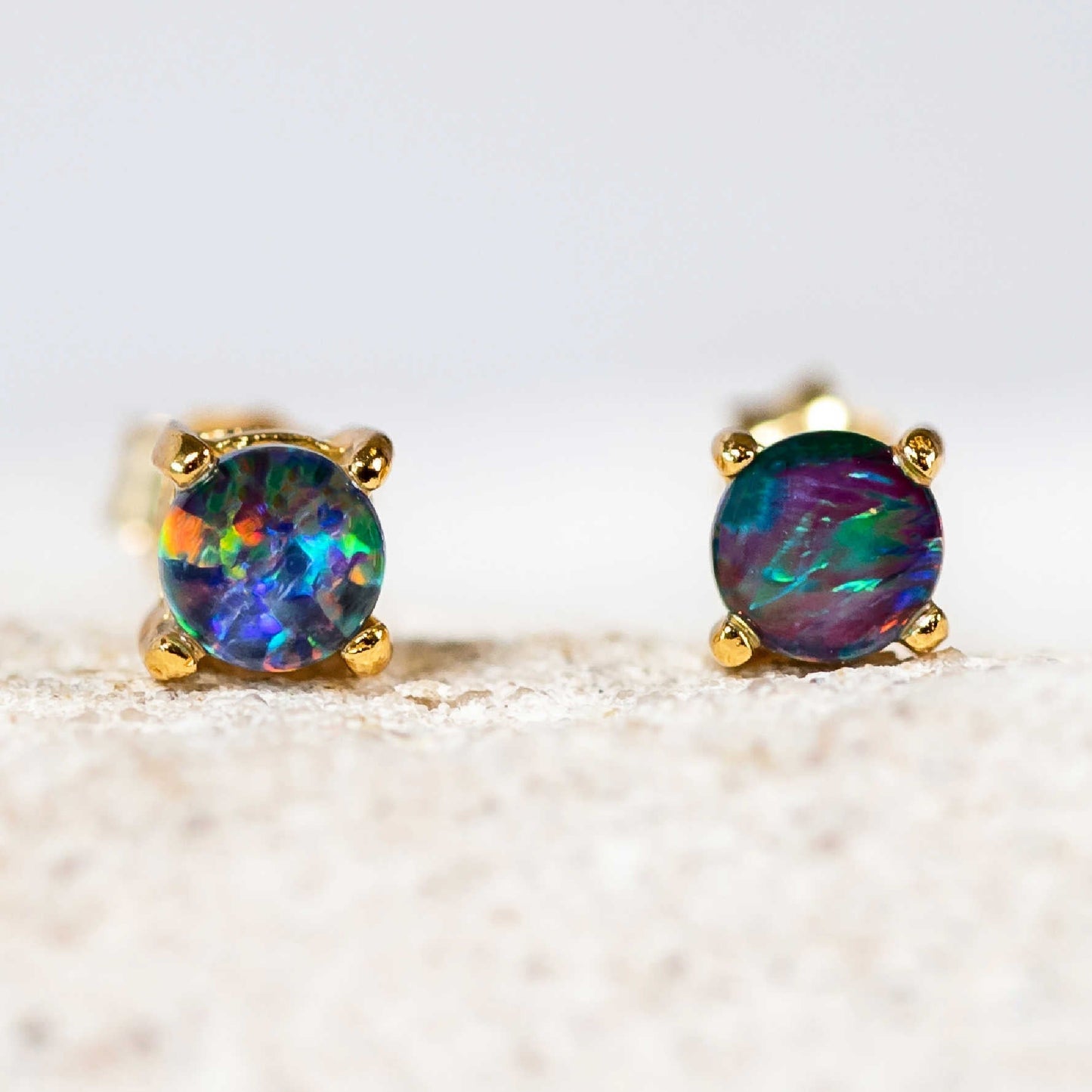 'Celia' Triplet Opal Earrings Gold Plated Silver