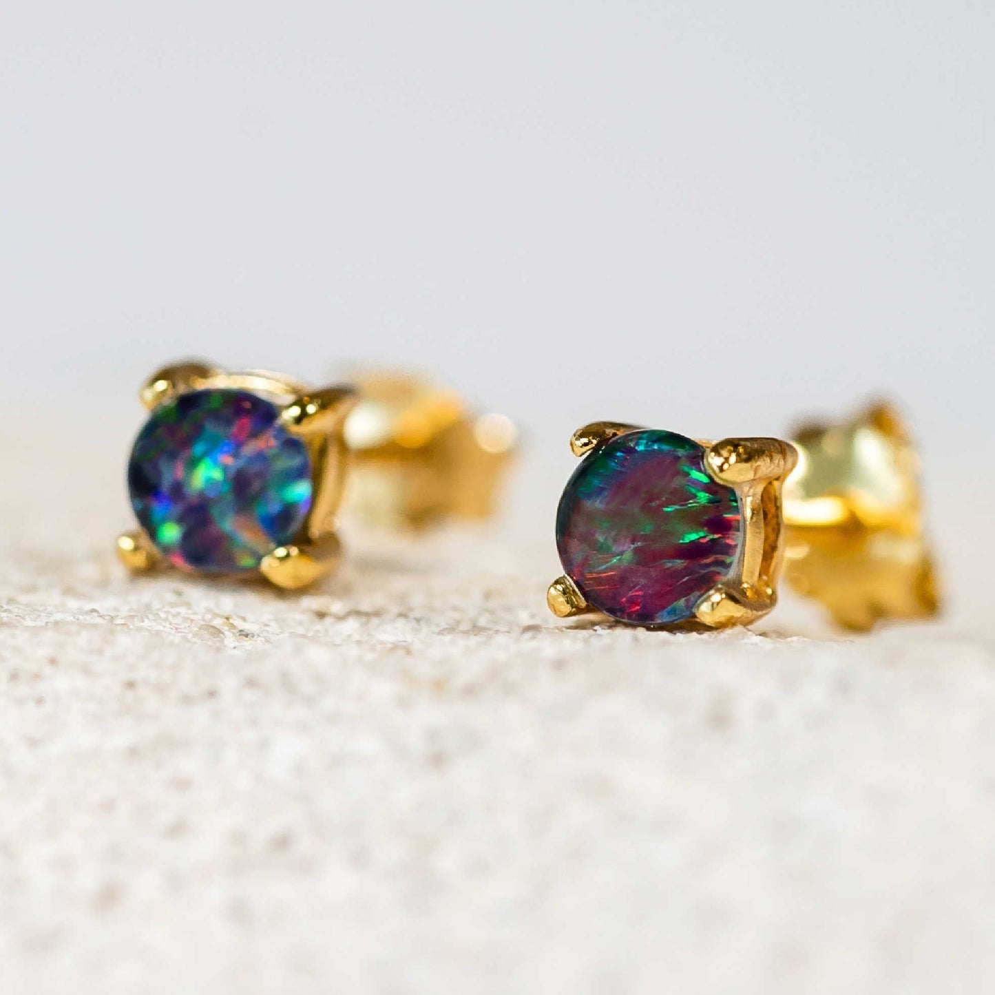 'Celia' Triplet Opal Earrings Gold Plated Silver