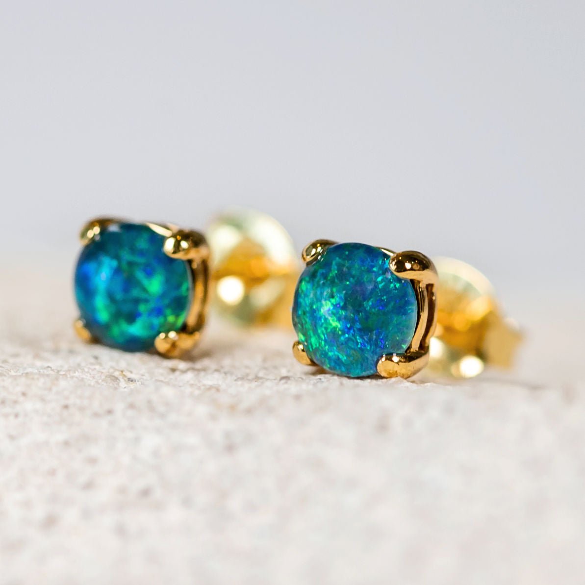 'Celia Blue' Triplet Opal Earrings Gold Plated Silver