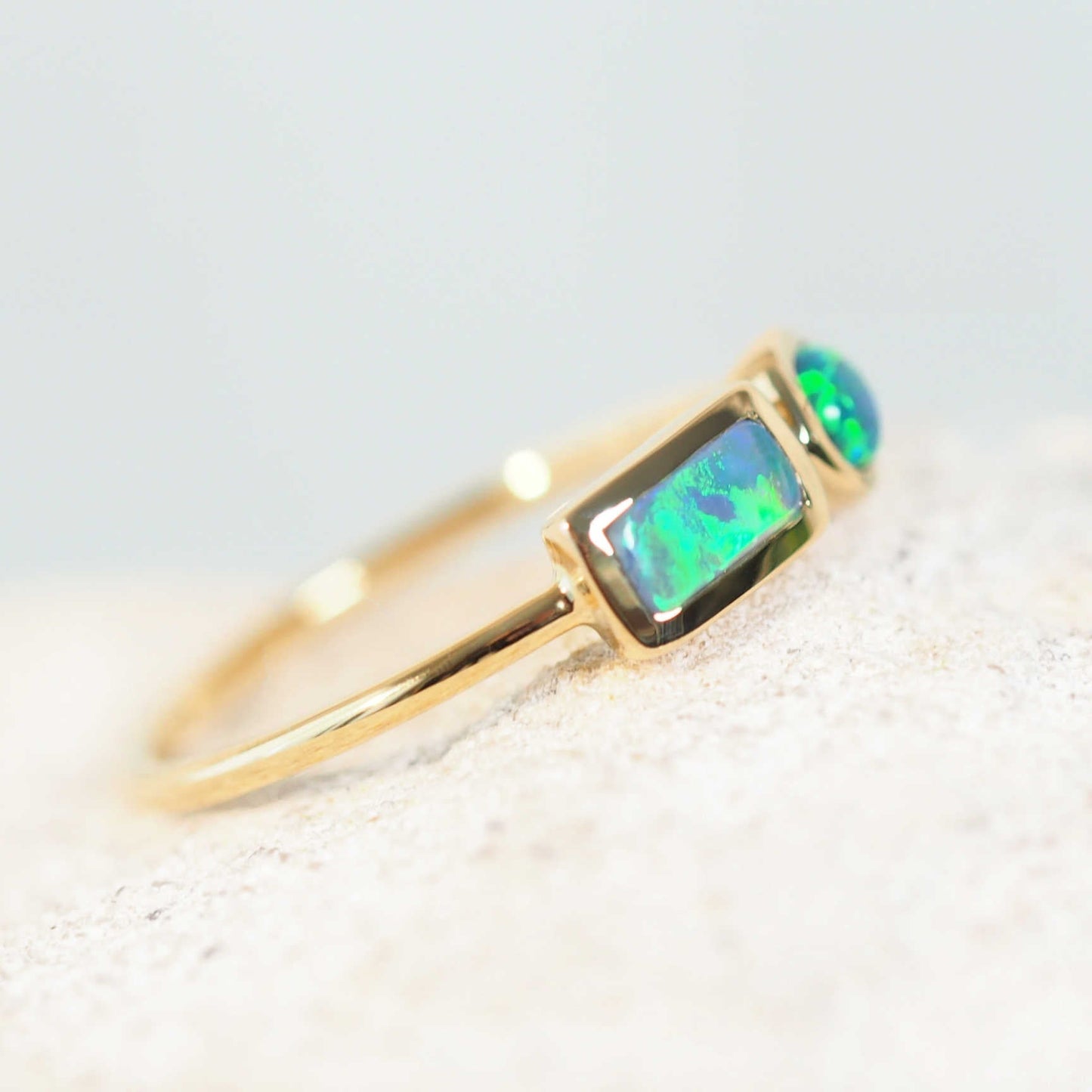 'Cerese' Black Opal Ring 14ct Gold
