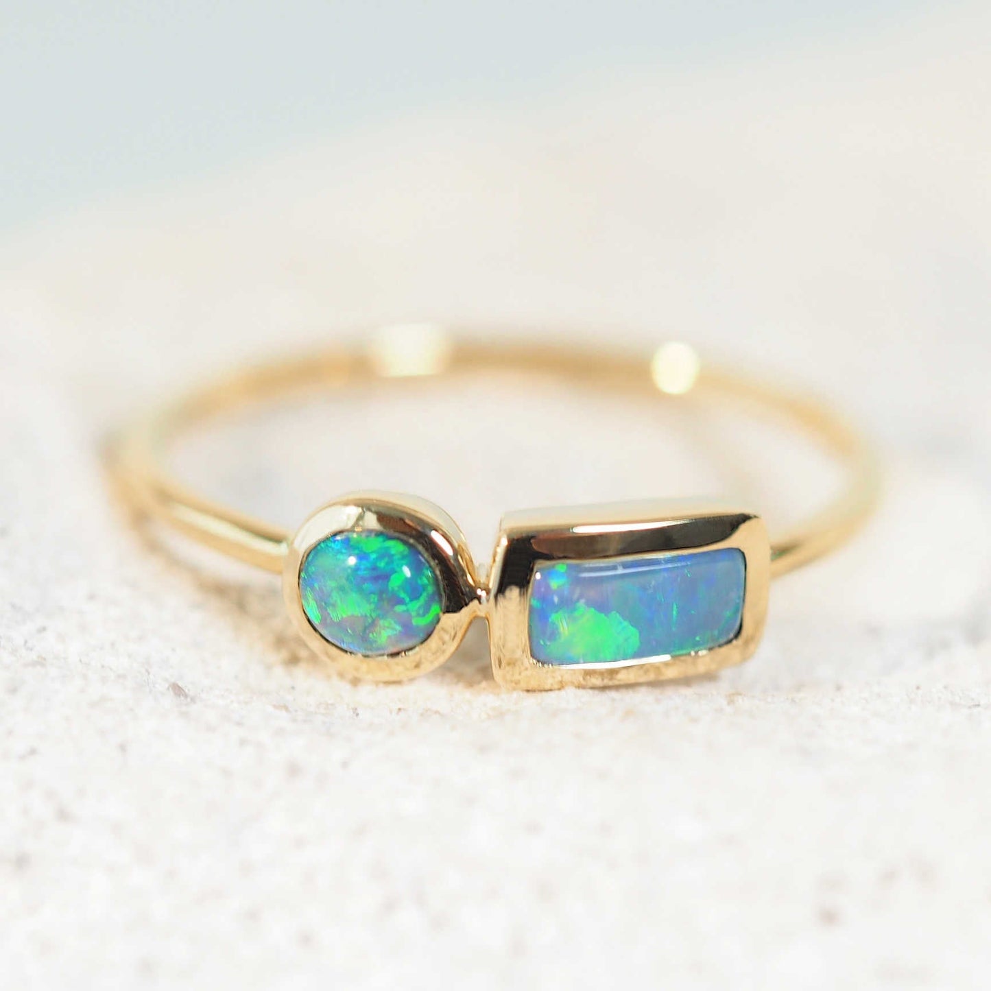'Cerese' Black Opal Ring 14ct Gold