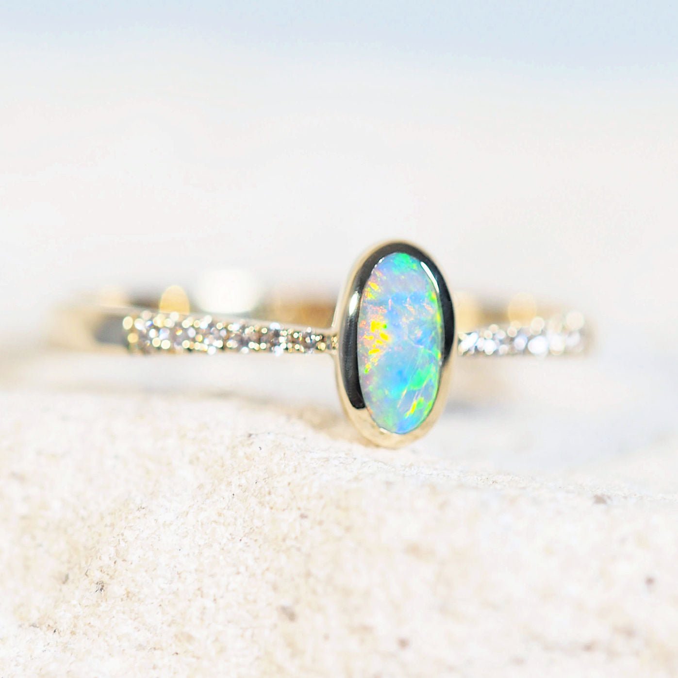 'Charlotte' Black Opal Ring 14ct Gold